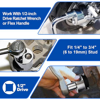Spurtar 1/2'' Drive Stud Remover Bolt Extractor Nut Splitter 1/4" to 3/4"