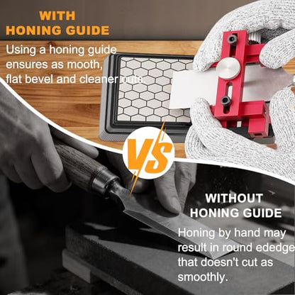 Chisel Sharpening Kit with Honing Guide & 400/1000 Grit Diamond Stone