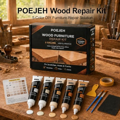 5‑Color Light Wood Filler Repair Kit, Anti‑Crack Restore Set