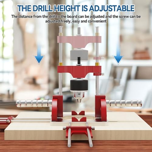 Portable Drill Press, Angle Drill Guide Self-Centering for 1/16" - 1/2" Power Drills 0° To 60° Angle Drill Guide with Drill Chuck & Key, Self-Centering Base Woodworking Furniture