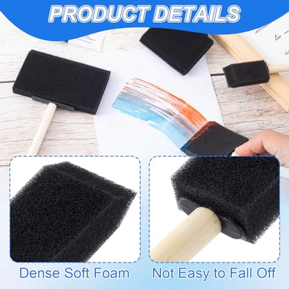 SmallCat 4 PCS Foam Paint Brushes, 4 Sizes Foam Sponge Brushes for Varnishes, Sponge Brushes with Wood Handles for Painting, Staining, and DIY Crafts (1", 2", 3", 4") - Black - size: 1", 2", 3", 4"(4pcs)