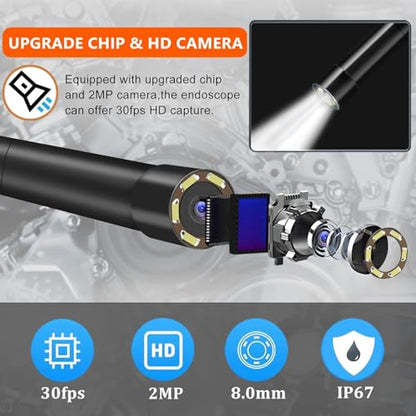 BlueFire 33FT Wireless Endoscope Camera, 2MP HD Borescope, IP67