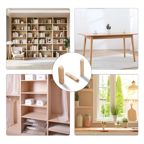 Wooden Dowel Pins,200 Wooden Pegs with Grooves, Dowel Pins,Suitable for Furniture Carpentry and Handicraft Making (M6 , M8)