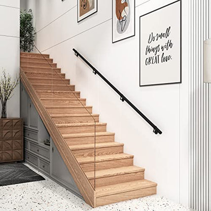 ROTHLEY 9.8 FT ADA Industrial Handrails for Indoor Stairs: Metal Staircase Handrails Wall Mount Stair Handrail 1.6" Sturdy Pipe Hand Railings for Steps Matt Black Powder Coat Stairway Railing - size: 9.8FT