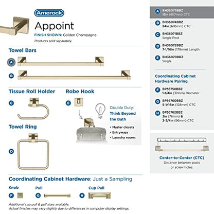Amerock Appoint 18" Golden Champagne Towel Bar