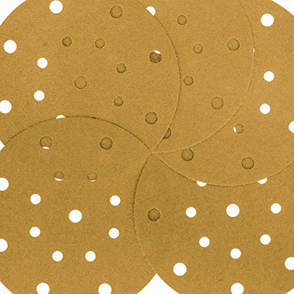 Dura-Gold 6" Gold Sanding Discs, 100 Grit, Box of 50, Hook & Loop, 17 Hole - size: 100-Grit