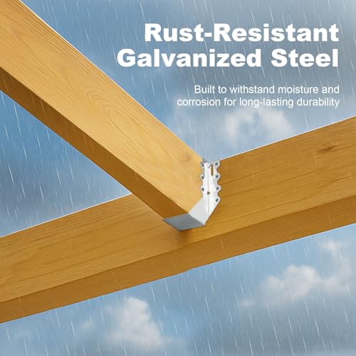 25 Pcs 2x8 Face Mount Joist Hangers, 20 Gauge Galvanized Joist Hangers for Wood, Hurricane Tie Rafter Brackets Perfect for Shed, Roof, Deck, Floor, Ceiling – Sliver