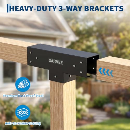 3-Way T-Shaped Pergola Brackets Kit, 2Pcs Post and Beam T Brackets Woodwork Brackets with Screws for 4x4 Pergola Kit, Heavy Duty Wood Beams for Patio Pergola,Log Cabins,Gazebo(Actual:3.7"x3.7") - size: 2PC T-Shape(4*4)