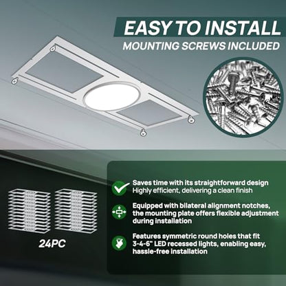 Sidasu 24 Pack New Construction Mounting Plate for 3/4/6" Recessed Lights - size: 24-pc