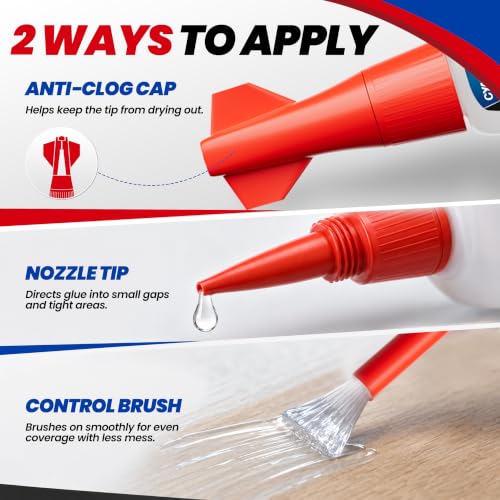 Super Glue with Brush & Nozzle Applicator Clear Instant CA Glue All Purpose