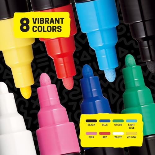POSCA® PC-5M Water-Based Acrylic Paint Markers, Medium Tip, 8 Count - size: 1 Count (Pack of 8), style: Round Tip
