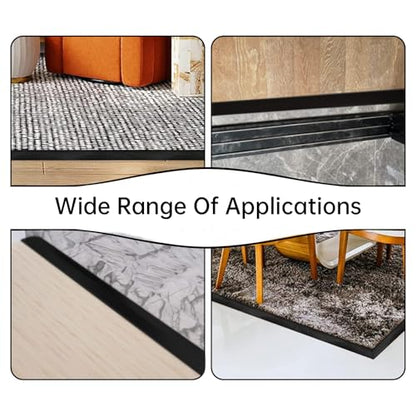 36" Self-Adhesive Vinyl Floor Transition Strip for Doorways – Waterproof Carpet Threshold Cover (Black, Fits Heights 1/2''~3/5'')