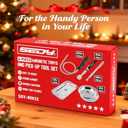 6-Piece Telescoping Magnetic Pickup Tools Set: 31in Portable Magnetic Pickup Stick, 25in Pen-Style Magnetic Pickup Tool, 20in Flexible Bendable Spring Magnet Stick with 4in 9in Magnet Parts Tray - style: 6 Pack - Premium Multi-Tool Set