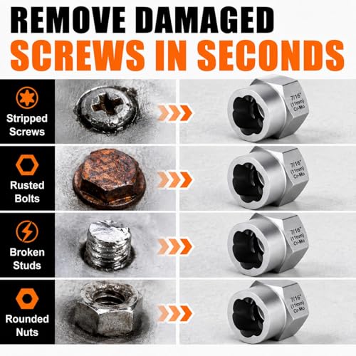33 PCS Bolt Extractor Set, 3/8" & 1/4" Drive Impact Bolt & Lug Nut Remover - size: 33PCS