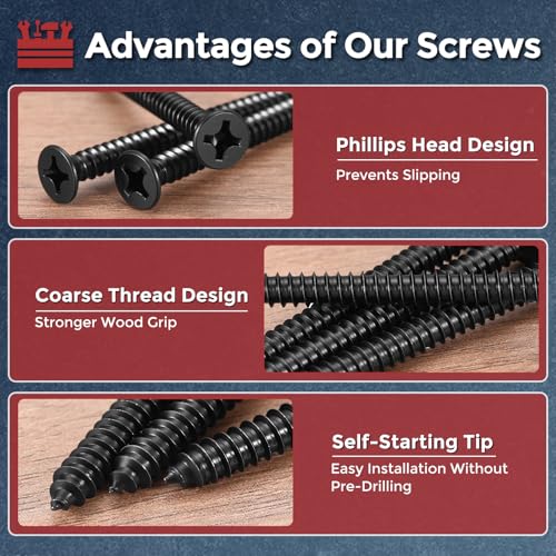 100pcs Phillips Wood Screws #8x3/4 304 Stainless Steel Black - color: Black, size: #8x3/4"