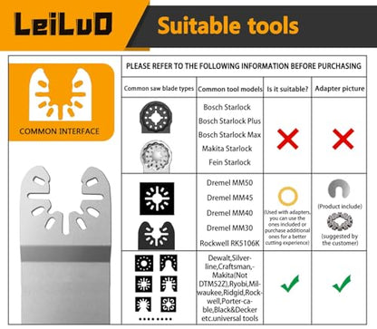 LEILUO 6Pcs Diamond Oscillating Tool Blades Grout Removal Multitool Blade