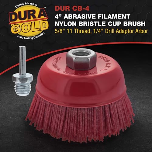 Dura-Gold 4" Abrasive Filament Nylon Bristle Cup Brush - 5/8" 11 Thread, - size: 4-inch