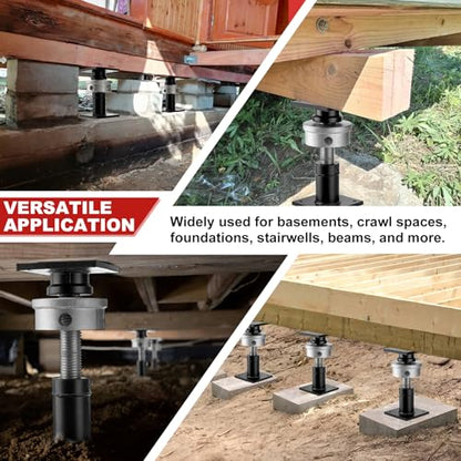 Screw Jacks Home Leveling, 6.5-9" House Floor Jacks, 22,046LBS - size: 2 PCS