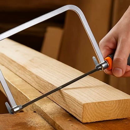 Mutt Tools Coping Saw for Woodworking - 6.5 inch Frame with 3 Steel Blades