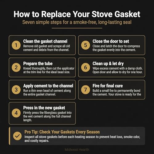 Midwest Hearth Stove Gasket Cement for Wood Stoves, Fireplaces & Inserts – High Temp 2000°F Black Adhesive – Smooth-Flow Formula, 2.7 oz Tube, Made in USA (Pack of 2) - size: 2.7 oz (Pack of 2)