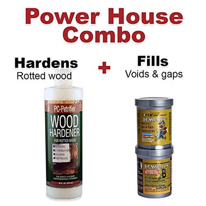PC-Products PC-Woody Wood Repair Epoxy Paste, Two-Part 12 oz, and PC-Petrifier Wood Hardener 16 oz, Kit & Red Devil 4718 3-Piece Plastic Knife Set, 1-Pack - size: 12 oz Woody & 16 oz Petrifier Kit