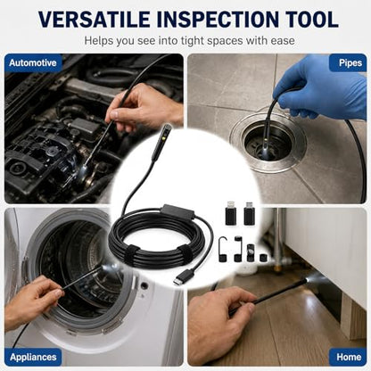 Phone Endoscope Camera with Light for iPhone and Android, 1920P Borescope - size: 10m / 32.8FT