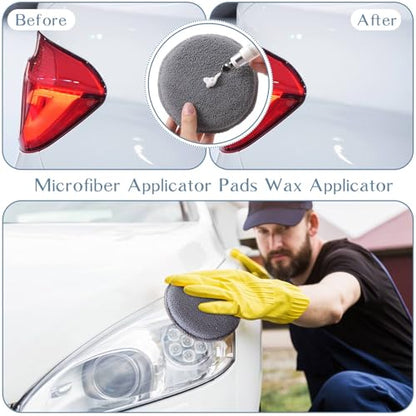 Tanlade 100 Pcs Car Detailing Microfiber Applicator Pad Wax Applicator Wash Microfiber Pads, 5 Inch Diameter (Grey) - color: Gray