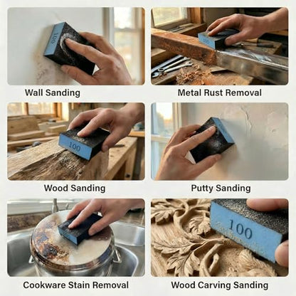 8 Pack Sanding Sponge Blocks,100 Grit Cuttable Washable Reusable Wet Dry Sanding Blocks for Drywall, Wall, Metal, Wood Furniture, Woodworking, Home Renovation - color: 100 Grit