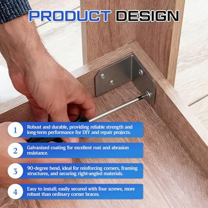 Hicarer 50 Pcs 2" x 1-1/2" x 1-3/8" Galvanized Angle Bracket, L Shape Heavy Duty Corner Brackets for Wood, 90 Degree Metal Steel Corner Brace for Framing Fence, Furniture, Bed, Timber, Shelf - size: 2" x 1-1/2" x 1-3/8"