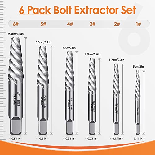 6 Pcs Screw Extractor Spiral Flute Bolt Extractor Set Stripped Screw Remover Cr-MO Easy Out Bolt Extractor Set Cool Gadgets for Men,Removing Stripped Screws and Broken Bolts - size: 6PCS