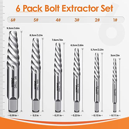 6 Pcs Screw Extractor Spiral Flute Bolt Extractor Set Stripped Screw Remover Cr-MO Easy Out Bolt Extractor Set Cool Gadgets for Men,Removing Stripped Screws and Broken Bolts - size: 6PCS