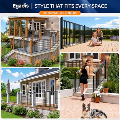 Egadis 1 Pack 42 in x 4 ft Modular Aluminum Stair Railing Kit Without Post - color: Stair 4ft - 1 Panel