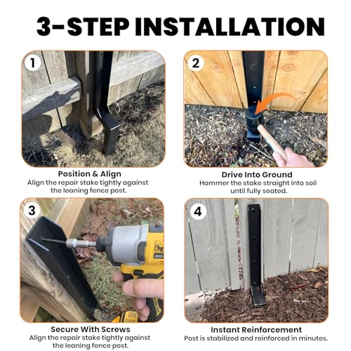 4 Pack Fence Post Repair Kit for 4x4/6x6 Leaning/Broken Wood Posts