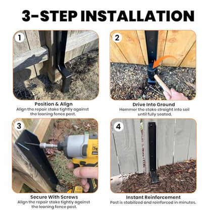 4 Pack Fence Post Repair Kit for 4x4/6x6 Leaning/Broken Wood Posts