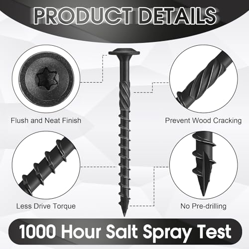 Threlaco 200 Pcs #14 x 3 Inch Wood Screws Structural Lag Screws, Black - color: Black, size: #14 x 3 inch
