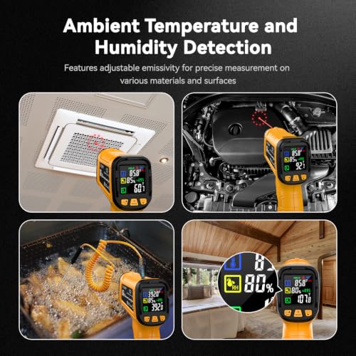Infrared Thermometer Gun -58°F to 1796°F, 50:1 Temperature - color: Yellow
