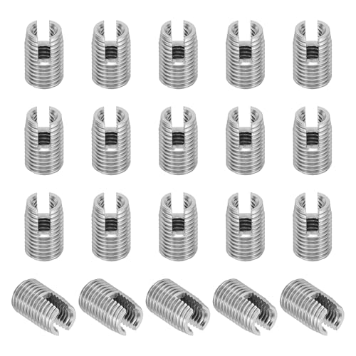 PATIKIL Self-Tapping Threaded Inserts, 20 Pcs M4 x M6.5 x 10mm 303 Stainless Steel Thread Adapter Reducer Slotted Screw Repair Inserts Nuts Sleeve - size: M4 x M6.5 x 10mm