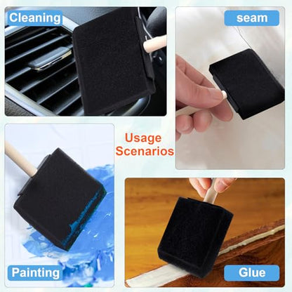 4pcs Foam Paint Brushes, Sponge Painting Tool, 3in, Black - color: Black-4pcs-3"