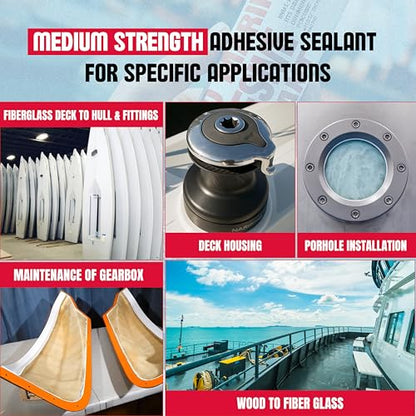 GH1200 5200 Marine Sealant White - 12.5 Oz Smoothly Dispenses Marine Adhesive with Caulk - Above & Under Water Sealant - Marine Glue Waterproof & UV Resistant - Fast Curing Permanent Seals - style: 12.5 Oz White