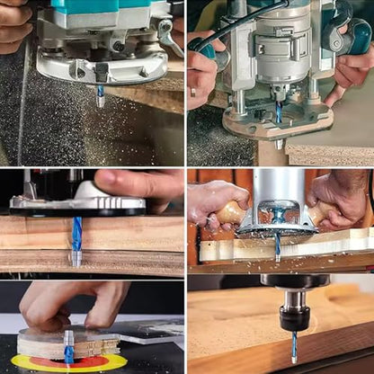 1/4" Shank Spiral Flush Trim Router Bit, 1/4" Dia.1-1/8" Cut Length & 3" OAL, Up&Down Compression Cut Solid Carbide CNC Bit with Nano Coating for Wood Trimming - style: COMPRESSION