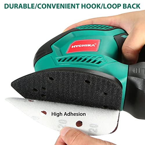 60PCS Triangular Sander Sandpaper, HYCHIKA Detail Sander Sandpaper Assorted 60/80/100/120/180/240 Grits with 6 Holes for Wood Sanding, Fit 3.92inch Qscillating Multi Tool Sander Machine - style: Detail Sander