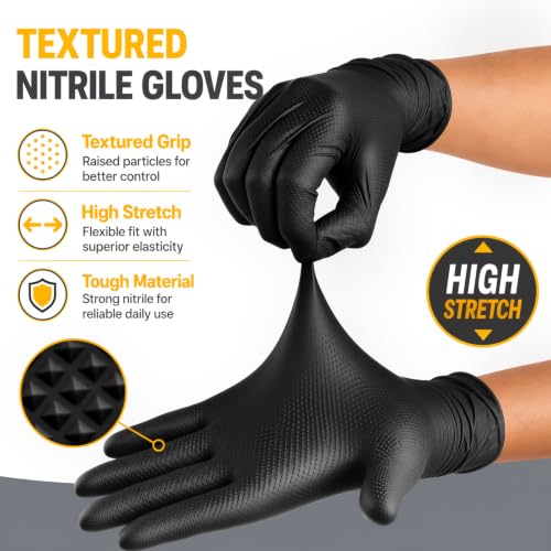 8 Mil Black Nitrile Gloves, Heavy Duty Disposable Gloves - size: Medium
