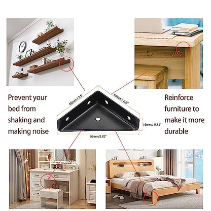 4 Pcs Trapeziform Angle Brackets, Shelf Brackets Heavy Duty Triangular Bracket Fastener, Cold Rolled Steel Braces Joining Support for Desk Bed Edge (Black), SJ2-WDQ-4P - color: 4Pcs M:5.5 x 4.2 x 1.6 Black