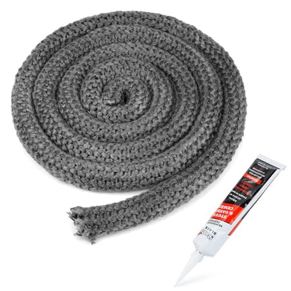 Stanbroil 1" x 84" Wood Stove Gasket Kit with High-Temperature Cement - size: 1" x 84" Rope