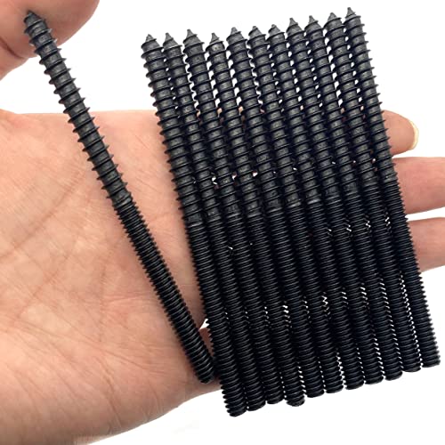 12 Pack 1/4-20 x 4 Inch Double Headed Bolts Black Hanger Bolts for Furniture Screws 100mm Length - size: Black 1/4-20"x4"-12PCS