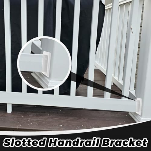 Sasylvia 8 Pcs 2" x 3.5" White Vinyl Fence Brackets, Slotted Handrail Bracket Kit with Screws for Deck Railing, Vinyl Fencing Panel to Post Connection, Mount to Wall Vertical Flat Surface