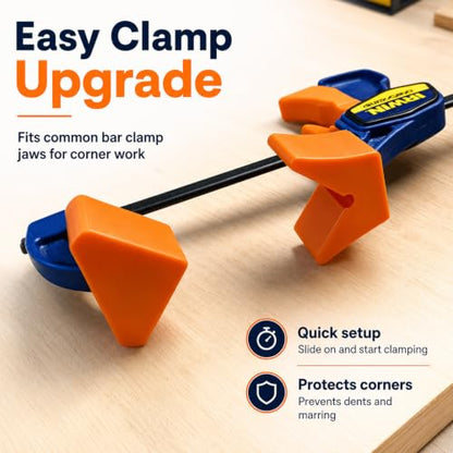4PCS 90 Degree Corner Clamp for Gluing and Assembly, Compatible with Irwin Quick Grip Clamp Angle Clamps Adapter, Right Angle Clamps, Corner Support for Frame Box Cabinet Assembly