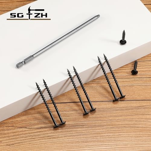 Pocket Hole Screws #8 x 1 Inch (188Pcs) 1lb. Carbon Steel, Black, Washer Head, Coarse Thread, Square Drive,150MM Drive Bit Included - color: Black, size: #8 x 1"