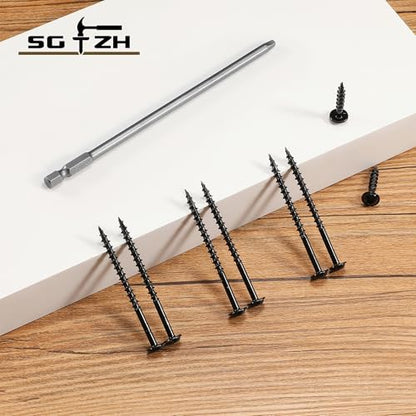 Pocket Hole Screws #8 x 1 Inch (188Pcs) 1lb. Carbon Steel, Black, Washer Head, Coarse Thread, Square Drive,150MM Drive Bit Included - color: Black, size: #8 x 1"