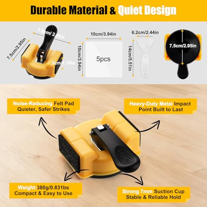 Heavy Duty Floor Gap Repair Tool：Double Tapping,2.8" Suction Cup,with 5Pcs Sticky Pads & 1 Removal Tools, Suitable Repair for Textured Wood,Lvp Vinyl&Laminate Flooring M-Size - size: M